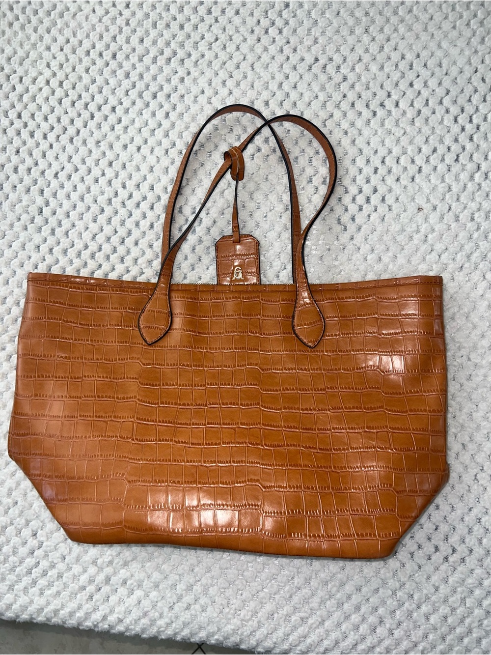 Steve Madden Cognac Croc-Embossed Tote Bag
